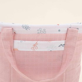 Resim Bebek Bakım Çantası - Pudra Muslin - Yeşil Çiçekler 