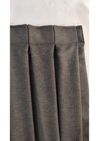 Resim Keten Fon Perde 1/3 Sık Dikim Korniş İçin Tek Kanat 30 Renk Hardal 