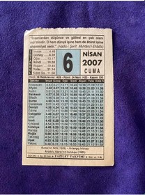 Resim 6 Nisan 2007 Takvim Yaprağı - Nostalji Koleksiyonluk Takvim Yaprağı 