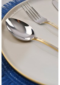 Resim Lugga Mira Gold Yemek Çatal Kaşık Bıçak Takımı 6 Kişilik 18 Parça 