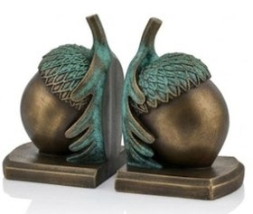 Resim Rustic Acorn Bookends, Nature-Inspired Book Stoppers, Oak Leaf Bookend Set, Woodland Home Decor, Acorn Bookends Set, Oak Leaf Bookends, Acorn Bookshelf, Oak Leaf Bookshelf - Object-15 