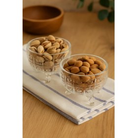 Resim Rotanev 2 Adet Kristal Cam Ayaklı Kase Çerezlik 