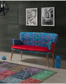 Resim Mobilyabazari Etnik Desen Çay Seti Ikili Koltuk Kırmızı (Salon, Balkon,Ofis) 