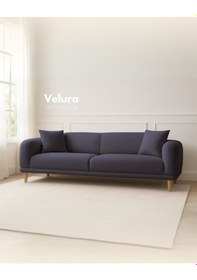 Resim Lara Sırt Mekanizmalı Üç Adet Üçlü Kanepe & Yataklı 3'lü Koltuk 3+3+3 - Koyu Gri Koyu Gri 