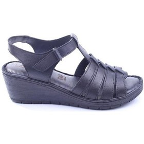 Resim Lobeno 22-D-012 Dolgu Topuk Günlük Anatomik Deri Kadın Sandalet 