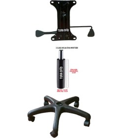 Resim Turaofis Yıldız Siyah Ayak+5Li Tekerlek+140'Lık Iston+Çift Kollu Mekanizma 