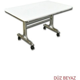 Resim Pratik 70X110 Tekerlekli Orta Sehpa Krom Nikel Kaplamalı Metal (494118493) 