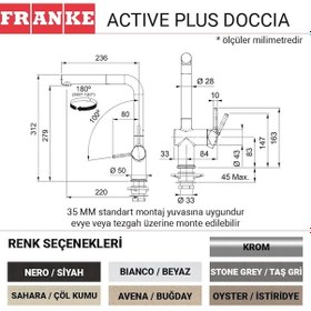Resim Franke Active Plus Doccia Spiralli Mutfak Armatürü, Bianco, Beyaz 
