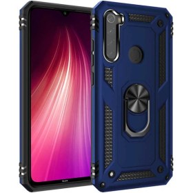 Resim Nevarium Xiaomi Redmi Note 8 Kılıf Tank Yüzüklü Yüksek Korumalı Silikon - Mavi 