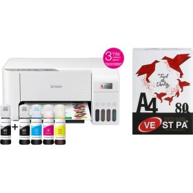 Resim Epson Ecotank L3256 Renkli Tanklı Yazıcı Baskı-Tarama- Kopya - (Usb, Wifi, Wi-Fi Direct) + Orjinal Epson Mürekkep + 500'LÜ A4 Kağıt 