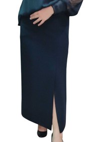 Resim Butik Büyük Beden Diz Üstünden Yırtmaçlı Astarlı Etek 