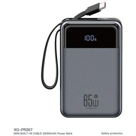Resim 20000mah 65w Hızlı Şarj Destekli Dijital Ekranlı Dahili Kablolu Type-c Powerbank Beyaz 