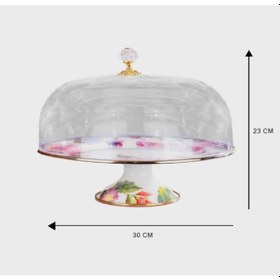 Resim Miss Betty Rose Deluxe Emaye Ayaklı 30 Cm Kek Fanusu 16895-07 30 Cm 