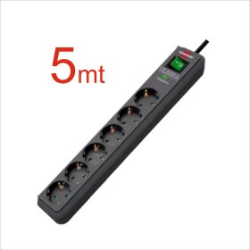 Resim Brennenstuhl Eco Line Serisi 6 Soketli 13.500A Akım Koruyucu Priz 5 Metre 