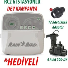 Resim Rain Bird Dış Mekan Rc2-6 İstasyonlu Kontrol Ünitesi + 6 Adet 100dv Vana Seti 