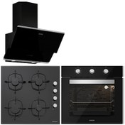 Resim Silverline BO6503B01 - CS5335B01 - 3490 Oslo 60 CM Siyah Cam Ankastre Set 