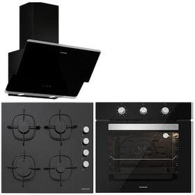 Resim Silverline BO6503B01 - CS5335B01 - 3490 Oslo 60 CM Siyah Cam Ankastre Set 