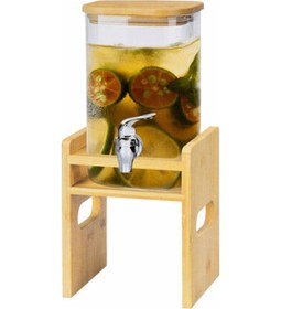 Resim Bambu Detaylı Borosilikat Cam Sebil, Şerbetlik, Sürahi - Küçük Boy, 2 Litre 