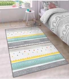 Resim Puantiyeli Yıldız Desenli Çocuk Odası Halısı Çok Renkli 