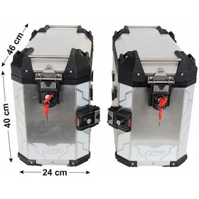 Resim Gp Kompozit Universal 40 Lt X 2 Alüminyum Motosiklet Yan Çanta Seti Gri Çok Renkli 