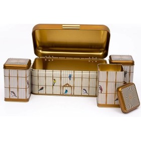 Resim Evle Erb08t7 Menteşeli Ekmek Kutusu 4 Lü Set, Bird Cage 