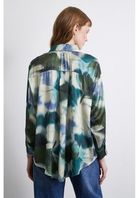 Resim Batik Desen Saten Gömlek Petrol PETROL 