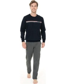 Resim U.S. Polo Assn. Erkek Kışlık Uzun Kol Pijama Takım 18925 Ekru 