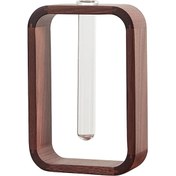 Resim Xindoker Ceviz Ahşap Çerçeveli Cam Tüp Vazo - Su Bitkileri Ve Kurutulmuş Çiçekler İçin Masaüstü Dekorasyon Küçük Boy 