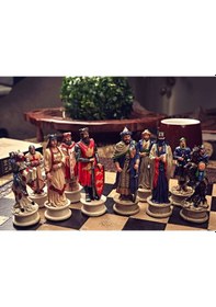 Resim Osmanlı-ingiliz Temalı Büyük Boy Lüks Satranç Ve Star Ceviz Desenli Satranç Tahtası 