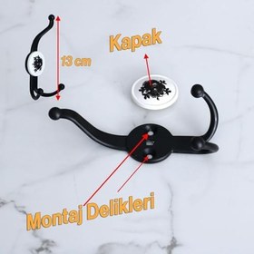 Resim Badem10 5 Adet Boncuk Siyah Dolap Askılık Askılığı Banyo Mutfak Askısı Duvar Kapı Elbise Kıyafet Vestiyer 