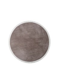 Resim Vl Oval Comfort Ponpon Saçaklı Peluş Post Yolluk Kahverengi Kahverengi Düz Saçak Daire 