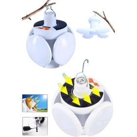 Resim Zero Land Ds-Derin Katlanabilir Askılı Kamp Lambası 5 Kanatlı Pratik Güneş Enerjili 