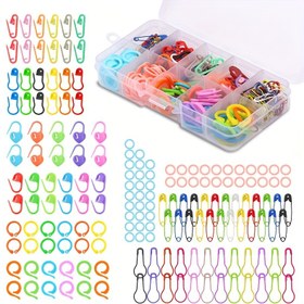Resim 209 adet Örgü Dikiş İşaretçisi Seti, Çok Renkli Örgü Dikiş Sayma İşaretçileri, Plastik Depolama Kutusu ile, DIY El Sanatları, İplik Projeleri ve Örgü Desenleri için 