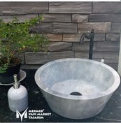 Resim Gri Mermer V Model Lavabo 