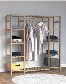 Resim Ahşap Gardırop, Masif Ahşap Dolap, Açık Dolap 150x40x150 Ahşap 