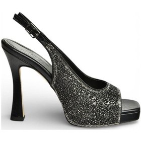 Resim Fox Shoes Y569925214 Siyah Sim Minik Taş Detaylı Kalın Topuklu Abiye Ayakkabı Siyah 