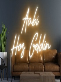 Resim Aabi Hoşgeldin Yazılı Neon Tabela Turuncu 