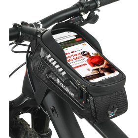 Resim Selamm Batı Bisiklet YP0707273 Bisiklet Üst Tüp Çerçeve Çanta Su Geçirmez Dağ Bisikleti Dokunmatik Ekran Telefon Çantası (Yurt Dışından) 