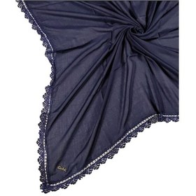 Resim Mim Eşarp Enba Pamuklu İğne Oyalı Namaz Ve Mevlüt Örtüsü 110x110 Cm Lacivert 
