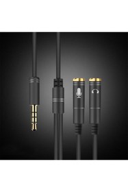 Resim KEEPRO Kulaklık Mikrofon Birleştirici Kablo 3.5 Mm Erkek To 2x 3.5 Mm 
