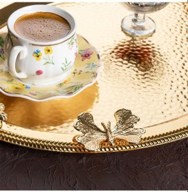 Resim Porsima 3252 2li Gold Paslanmaz Çelik Kahve Servis Sunum Tepsisi 