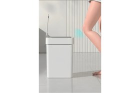 Resim Sensörlü Otomatik Slim Çöp Kovası 9 Lt + Duvara Asılabilir Beyaz Silikon Klozet Fırçası 
