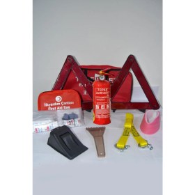 Resim Kkdavm Dikdörtgen Trafik ve Ilkyardım Seti Çantası Oto Çeki Demiri Araç Tüpaş Yangın Söndürme Seti Ekonomik 