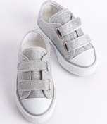 Resim Pabrik Yeni Sezon Gümüş Simli Cırtlı Kız Çocuk Ayakkabı, Ortopedik Kız Çocuk Günlük Ayakkabı 21-30 Işıklı 