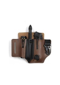 Resim Yunboo Deri Çok Amaçlı Kemer Kılıfı - Çakı, Kalem Ve Fener Taşıyıcı Kahverengi 