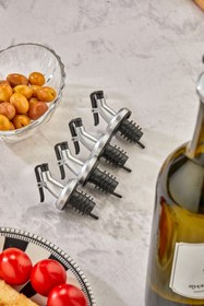 Resim ESEMİZ 4'lü Kapaklı Şişe Ucu Servis Aparatı Damlalık Yağdanlık Tıpa Tapa Mantar 