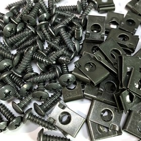 Resim 20/50/100 adet Toptan Araba Vida Tabanı U-şekilli Klips Genel Araç Modifikasyon Klipsi Metal İç Kaplama Çamurluk Tampon Koruma Klipsi Metal Koltuk Elektrikli Arazi Motosiklet Paslanmaz ve Anti-korozyon Vidası Tüm Modeller için Mevcut 