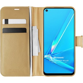 Resim Oppo A52 Kılıf Delux Leather Wallet Gold 