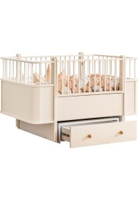 Resim Setay Mdf Beşik, Krem Dünya Çekmeceli Büyüyen Sallanan Beşik 80X130 - Krem Dünya Karyola 80X190 