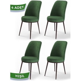 Resim Canisa Concept Dexa Serisi Yeşil Renk 4 Adet Sandalye, Renk Yeşil, Ayaklar Kahverengi Yeşil 